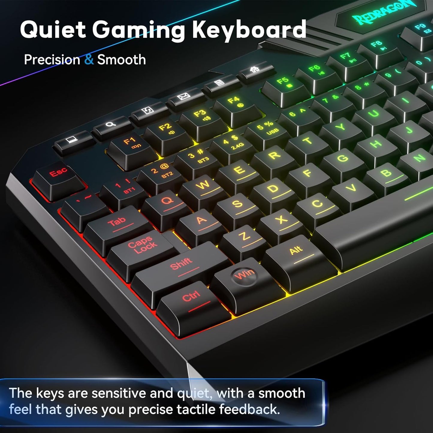 S101-PKS Gaming Keyboard and Mouse Wireless with Tri-Mode, RGB Keyboard and 4800 DPI Gaming Mouse, 10 Independent Multimedia Keys for Wins, PC, Computer, Wireless S101 Ideal for Gamer