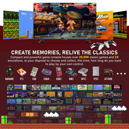 2025 New Retro Game Console, Nostalgia Gaming Stick, Classic Video Games with 4K HDMI, 20,000+ Games and 23 Emulators, Upgraded Dual 2.4G Wireless Controllers 64GB