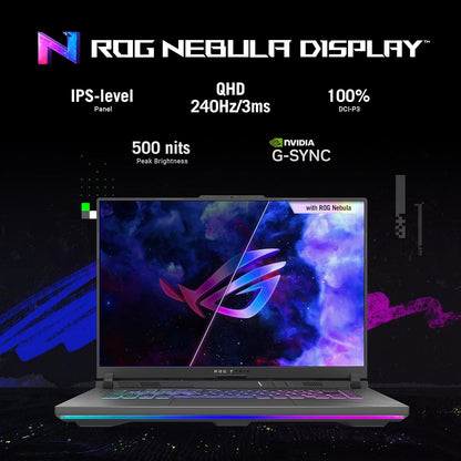 ROG Strix G16 (2024) Gaming Laptop, 16” ROG Nebula Display 16:10 QHD 240Hz, NVIDIA® Geforce RTX™ 4070, Intel® Core™ I9-14900Hx, 16GB DDR5-5600, 1TB Pcie Gen4 SSD, Wi-Fi 6E, Win 11, G614JIR-AS94