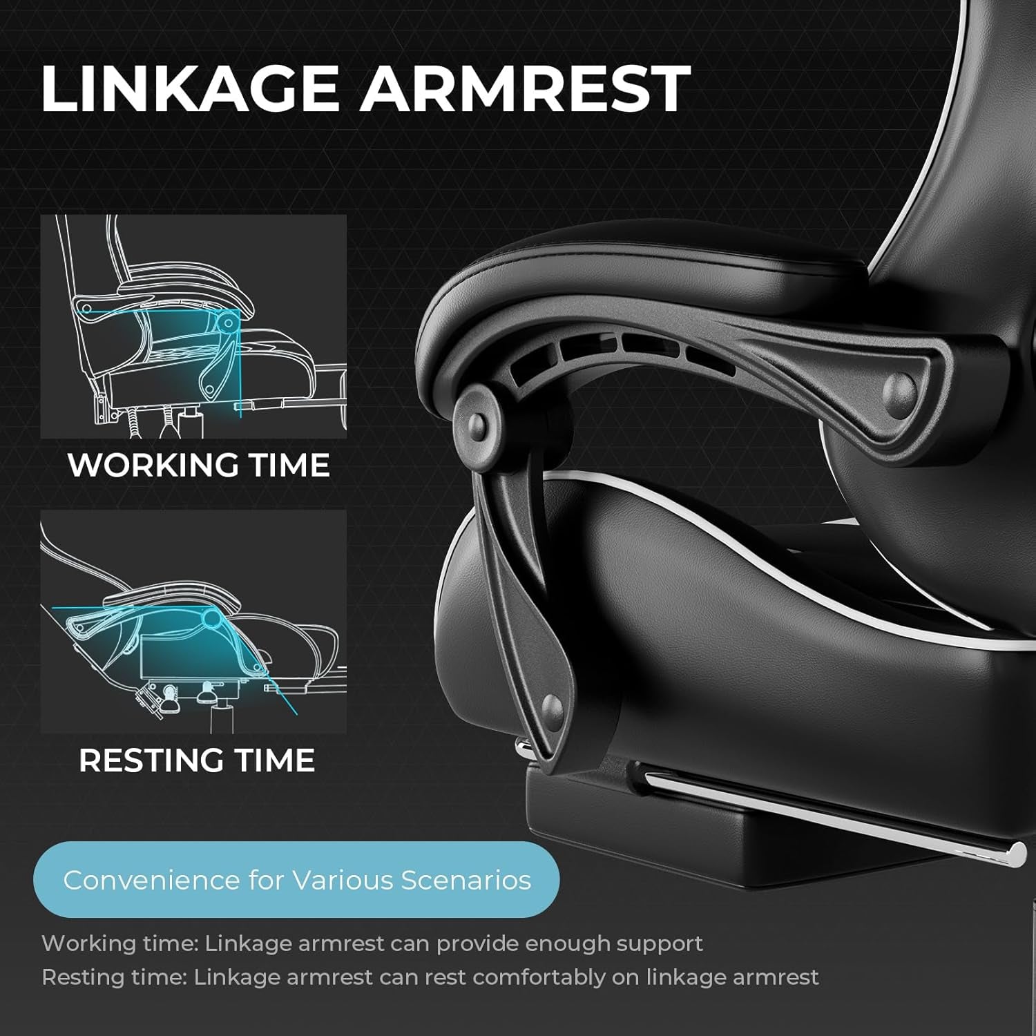 Gaming Chair, Computer Chair with Footrest and Lumbar Support, Height Adjustable Game Chair with 360°-Swivel Seat and Headrest and for Office or Gaming (White)