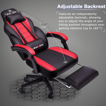 Video Game Chairs with Footrest, Big and Tall Gamer Chair for Adults, 400Lb Capacity, Racing Style Computer Chair with Headrest and Lumbar Support