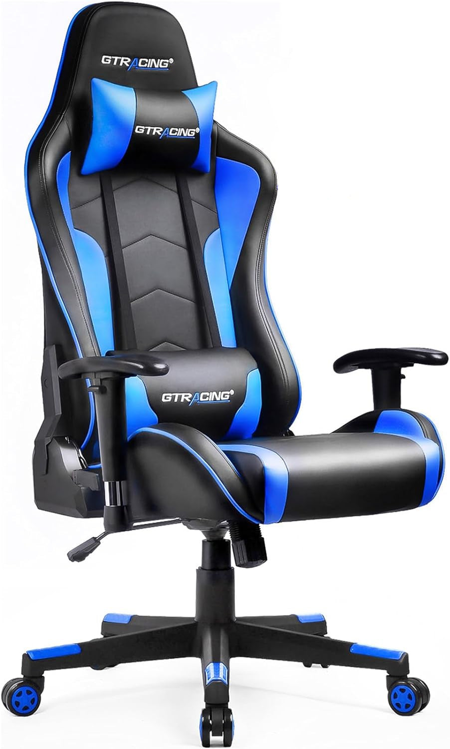 Gaming Chair with Speakers Bluetooth Music Video Game Chair Audio Ergonomic Design Heavy Duty Office Computer Desk Chair（Blue）