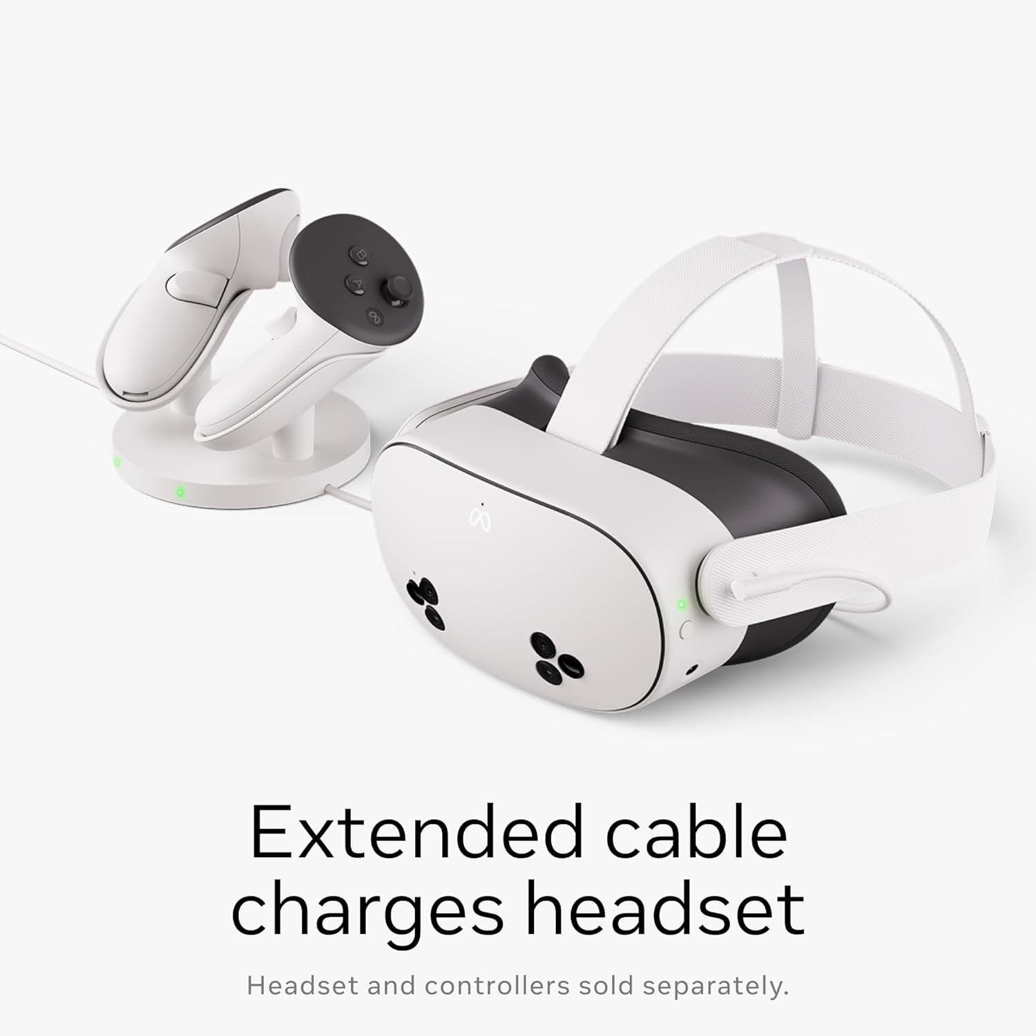 Quest Compact Charging Dock — Works with  Quest 3/3S — Extended Headset Charging Cable — Wireless Charging for Touch plus Controllers