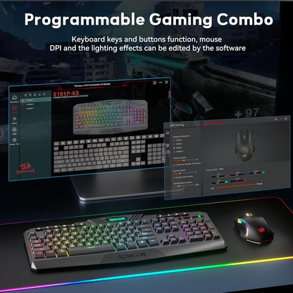 S101-PKS Gaming Keyboard and Mouse Wireless with Tri-Mode, RGB Keyboard and 4800 DPI Gaming Mouse, 10 Independent Multimedia Keys for Wins, PC, Computer, Wireless S101 Ideal for Gamer