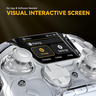 one Interactive Screen Wireless Gaming Controller for Pc/Switch/Ios/Android,Hall Effect Stick & Trigger,Rgb Lighting,Remappable Buttons,1800Mah with Charging Dock (White)