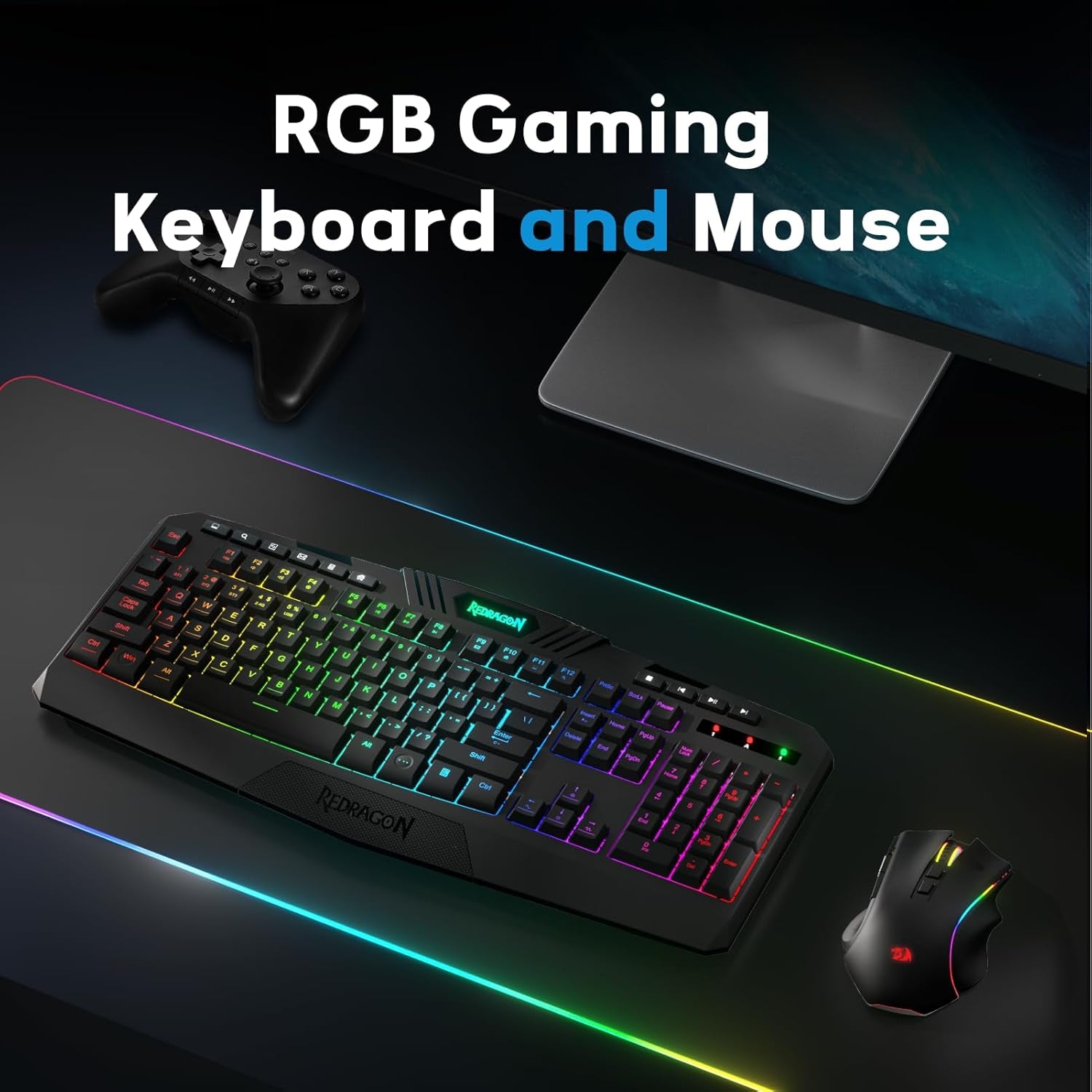 S101-PKS Gaming Keyboard and Mouse Wireless with Tri-Mode, RGB Keyboard and 4800 DPI Gaming Mouse, 10 Independent Multimedia Keys for Wins, PC, Computer, Wireless S101 Ideal for Gamer