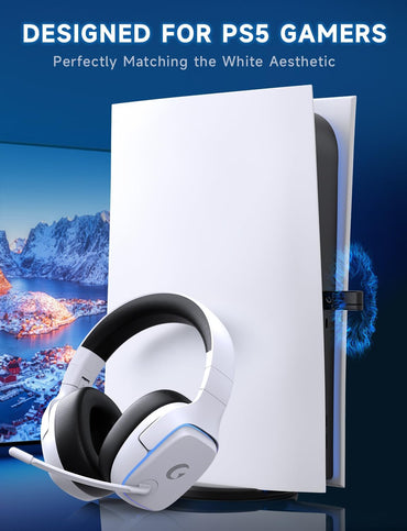 2.4Ghz Wireless Gaming Headsets for PS5, PS4, PC, Switch - Bluetooth 5.3 Gaming Headphones with Noise Canceling Mic, 7.1 Surround Sound, 70H Battery, Gaming Lighting - White